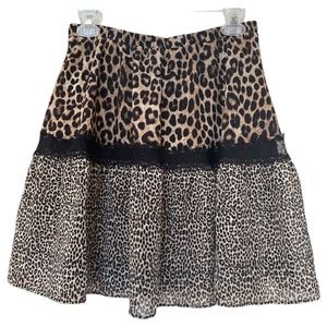 MICHAEL Michael Kors Animal Print Elastic Band Waist Tiered Ruffle Hem Skirt New